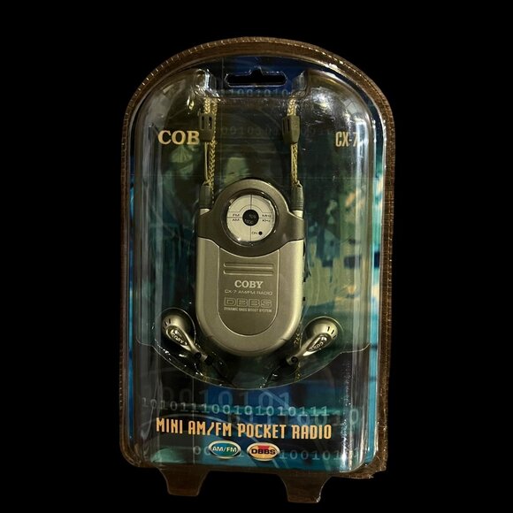 Coby CX-7 Mini AM/FM Pocket Radio With Neck Strap & DBBS System - Picture 1 of 6